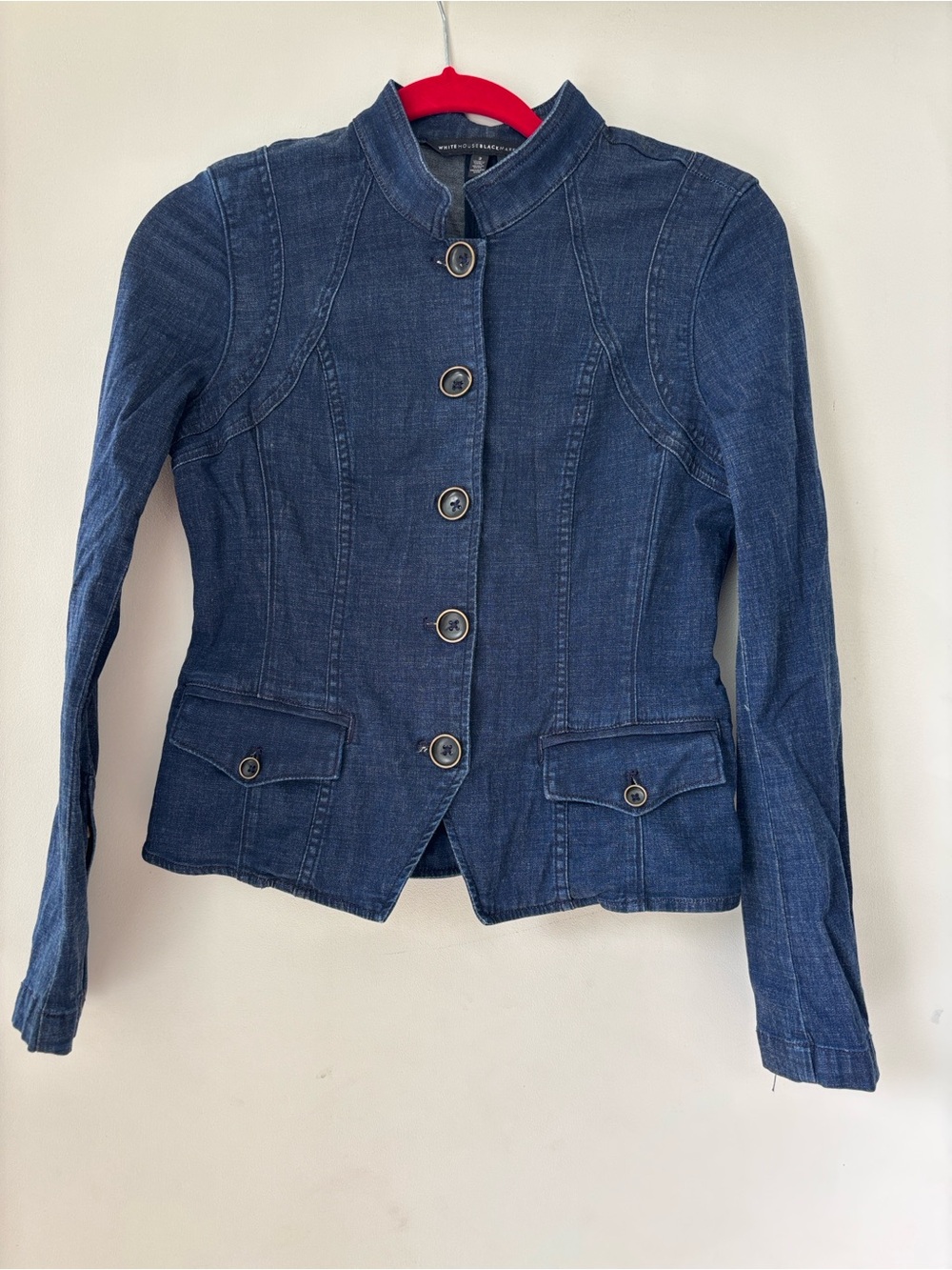 White House Black Market Dark Blue Denim Military-Style Jacket